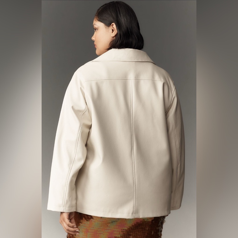 NWT! Anthropoligie Maeve Oversized Faux-Leather Moto Jacket - ππͺ - Picture 7 of 9